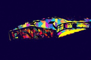 Tren garajı, Klodzko Polonya 'daki Roundhouse sanat illüstrasyonu antika eskiz.