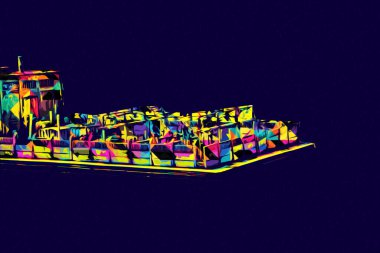 Tren garajı, Klodzko Polonya 'daki Roundhouse sanat illüstrasyonu antika eskiz.