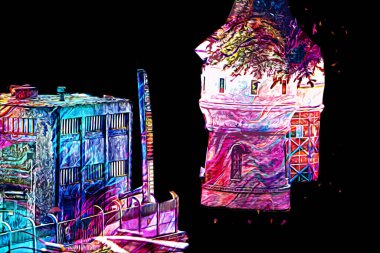 Su Depolama Tankı Klodzko tren manzaralı resim antika eskiz