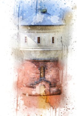 Su Depolama Tankı Klodzko tren manzaralı resim antika eskiz