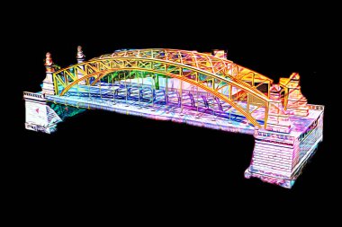 Wrocaw, zwierzyniecki köprüsü, Wrocaw nehri, Polonya, sanat illüstrasyonu antika eskiz