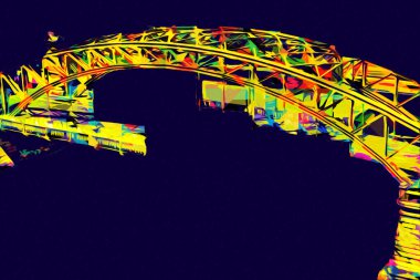 Wrocaw, zwierzyniecki köprüsü, Wrocaw nehri, Polonya, sanat illüstrasyonu antika eskiz