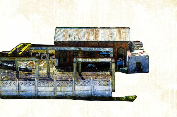 Kamyon Konteynırlarla Dolu Bir Geri Dönüşüm Alanının Havadan Görüntüsü Antika — Stok fotoğraf