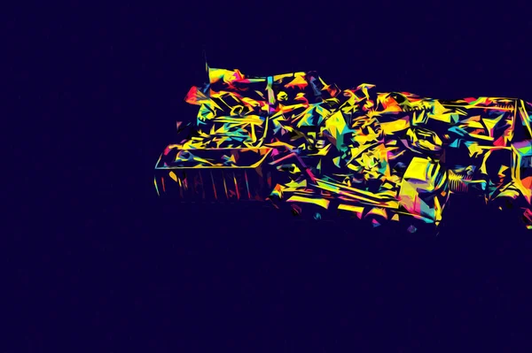 Kamyon ve konteynırlarla dolu bir geri dönüşüm alanının havadan görüntüsü antika eskiz sanatı.