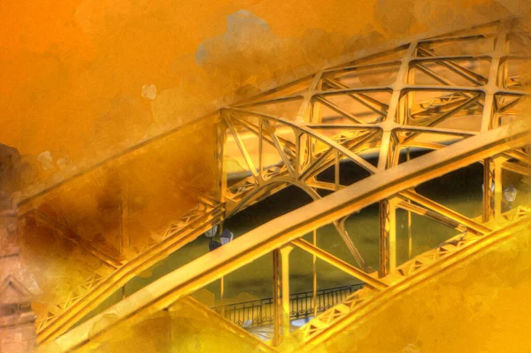 Wrocaw Γέφυρα Zwierzyniecki Ποταμός Wrocaw Πολωνία Τέχνη Εικονογράφηση Ρετρό Αντίκες — Φωτογραφία Αρχείου