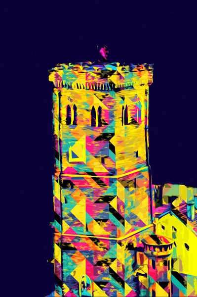 Πύργος Leaning Zabkowice Slaskie Τέχνη Εικονογράφηση Ρετρό Αντίκες Σκίτσο — Φωτογραφία Αρχείου