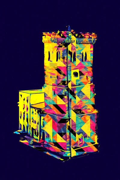 Zabkowice 'deki Eğik Kule Slaskie, sanat illüstrasyonu antika eskiz