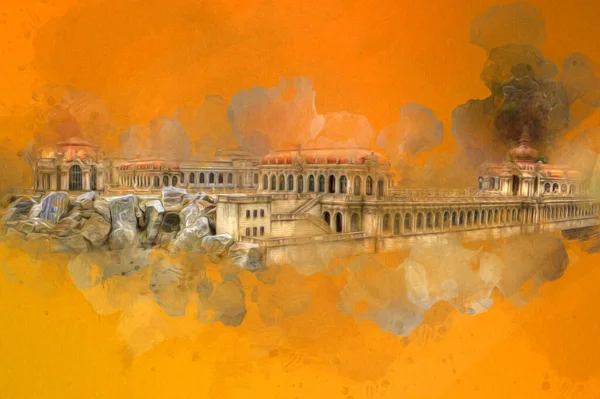 Zwinger Sarayı, sanat galerisi ve müzesi Dresden, Almanya 'da, sanat illüstrasyonu antika eskiz