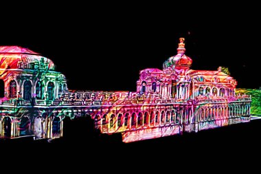 Zwinger Sarayı, sanat galerisi ve müzesi Dresden, Almanya 'da, sanat illüstrasyonu antika eskiz