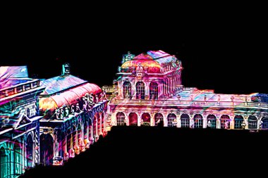 Zwinger Sarayı, sanat galerisi ve müzesi Dresden, Almanya 'da, sanat illüstrasyonu antika eskiz