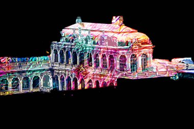 Zwinger Sarayı, sanat galerisi ve müzesi Dresden, Almanya 'da, sanat illüstrasyonu antika eskiz