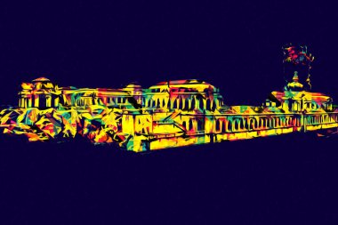 Zwinger Sarayı, sanat galerisi ve müzesi Dresden, Almanya 'da, sanat illüstrasyonu antika eskiz