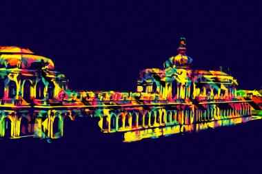 Zwinger Sarayı, sanat galerisi ve müzesi Dresden, Almanya 'da, sanat illüstrasyonu antika eskiz