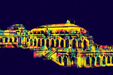 Zwinger Sarayı, sanat galerisi ve müzesi Dresden, Almanya 'da, sanat illüstrasyonu antika eskiz