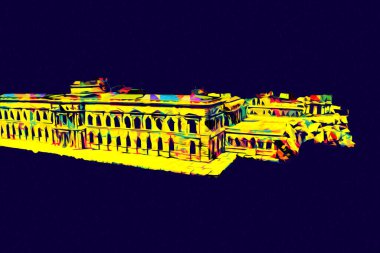 Zwinger Sarayı, sanat galerisi ve müzesi Dresden, Almanya 'da, sanat illüstrasyonu antika eskiz