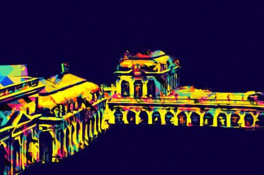 Zwinger Sarayı, sanat galerisi ve müzesi Dresden, Almanya 'da, sanat illüstrasyonu antika eskiz