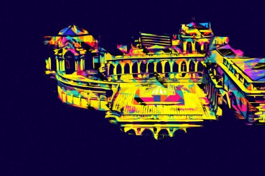 Zwinger Sarayı, sanat galerisi ve müzesi Dresden, Almanya 'da, sanat illüstrasyonu antika eskiz