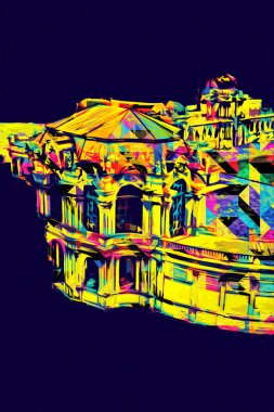 Zwinger Sarayı, sanat galerisi ve müzesi Dresden, Almanya 'da, sanat illüstrasyonu antika eskiz