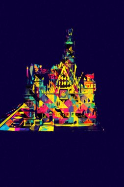 Belediyesi, Wroclaw, Polonya 'lı eski şehir meydanı, sanat illüstrasyonları antika eskizler