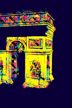 Arc de Triomphe du Carrousel, Atlıkarınca Meydanı 'nda bulunan bir zafer kemeridir. Paris 'in şehri. Paris 'in mimarisi ve simgeleri, sanat, çizim, retro, vintage, antika, skeç.