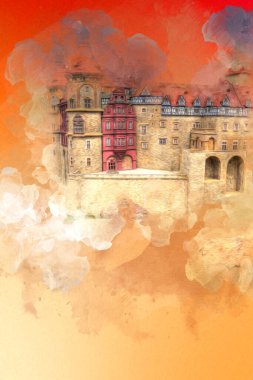 Ksiaz Castle Poland silesia art retro photography vintage old aerial. view