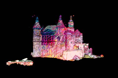 Ksiaz Castle Poland silesia art retro photography vintage old aerial. view