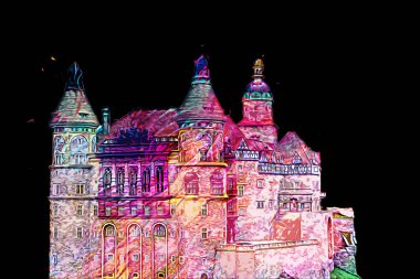 Ksiaz Castle Poland silesia art retro photography vintage old aerial. view