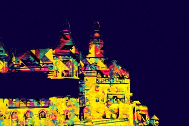 Ksiaz Castle Poland silesia art retro photography vintage old aerial. view