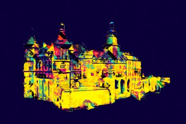 Ksiaz Castle Poland silesia art retro photography vintage old aerial. view