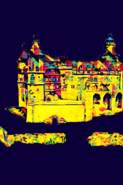 Ksiaz Castle Poland silesia art retro photography vintage old aerial. view