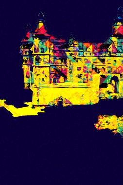 Ksiaz Castle Poland silesia art retro photography vintage old aerial. view