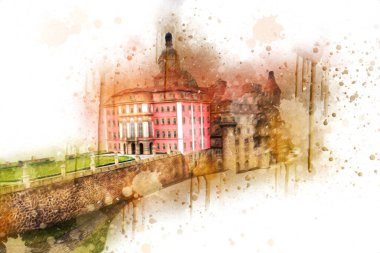 Ksiaz Castle Poland silesia art retro photography vintage old aerial. view