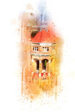 The water tower at Sudecka Street in Wroclaw, 63 meters high, designed by Karl Klimm. Built 1904-1905, situated in Borek, the district of Krzyki, Wroclaw, Poland.