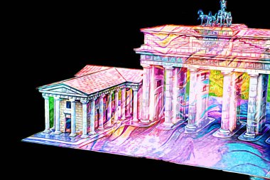 Branderburger Tor, Berlin, Germany, gate, art illustration retro vintage antique sketch