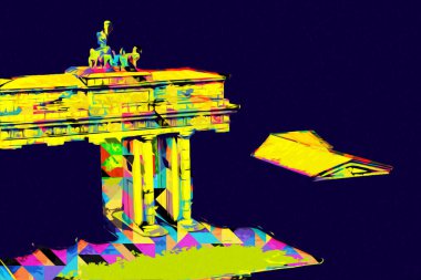 Branderburger Tor, Berlin, Germany, gate, art illustration retro vintage antique sketch