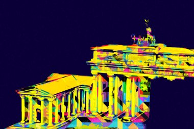 Branderburger Tor, Berlin, Germany, gate, art illustration retro vintage antique sketch