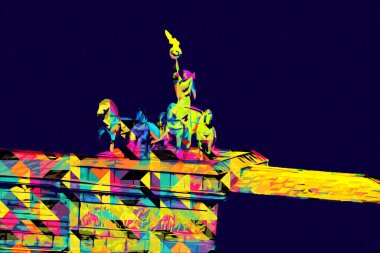 Branderburger Tor, Berlin, Germany, gate, art illustration retro vintage antique sketch