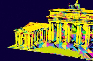 Branderburger Tor, Berlin, Germany, gate, art illustration retro vintage antique sketch