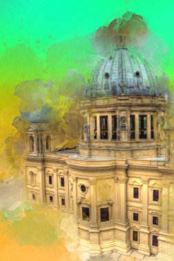 Berliner Dom, Berlin, Deutschland, Almanya, Avrupa, sanat illüstrasyonu antika eskiz