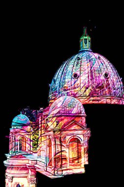 Berliner Dom, Berlin, Deutschland, Almanya, Avrupa, sanat illüstrasyonu antika eskiz
