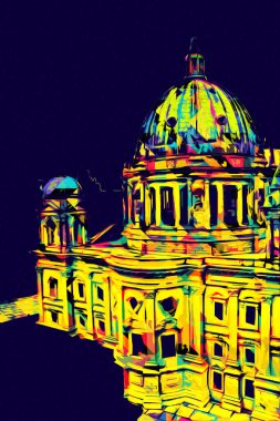 Berliner Dom, Berlin, Deutschland, Almanya, Avrupa, sanat illüstrasyonu antika eskiz