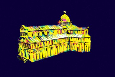 Pisa sanat fotoğrafçılığı, hava manzarası, İtalya, kule, illüstrasyon, antika eskiz