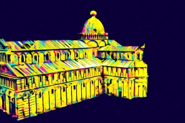 Pisa sanat fotoğrafçılığı, hava manzarası, İtalya, kule, illüstrasyon, antika eskiz