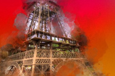 Paris sanat tasarımı illüstrasyonu Fransa Eyfel Kulesi fotoğrafçılık