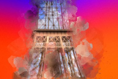 Paris sanat tasarımı illüstrasyonu Fransa Eyfel Kulesi fotoğrafçılık