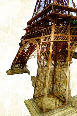 Paris sanat tasarımı illüstrasyonu Fransa Eyfel Kulesi fotoğrafçılık