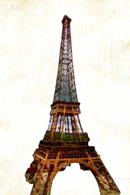 Paris sanat tasarımı illüstrasyonu Fransa Eyfel Kulesi fotoğrafçılık