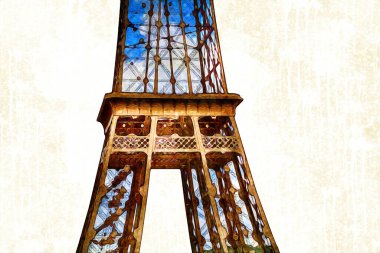 Paris sanat tasarımı illüstrasyonu Fransa Eyfel Kulesi fotoğrafçılık