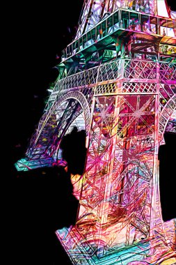 Paris sanat tasarımı illüstrasyonu Fransa Eyfel Kulesi fotoğrafçılık