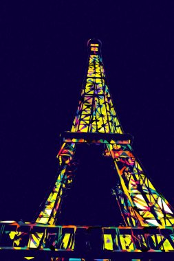 Paris sanat tasarımı illüstrasyonu Fransa Eyfel Kulesi fotoğrafçılık